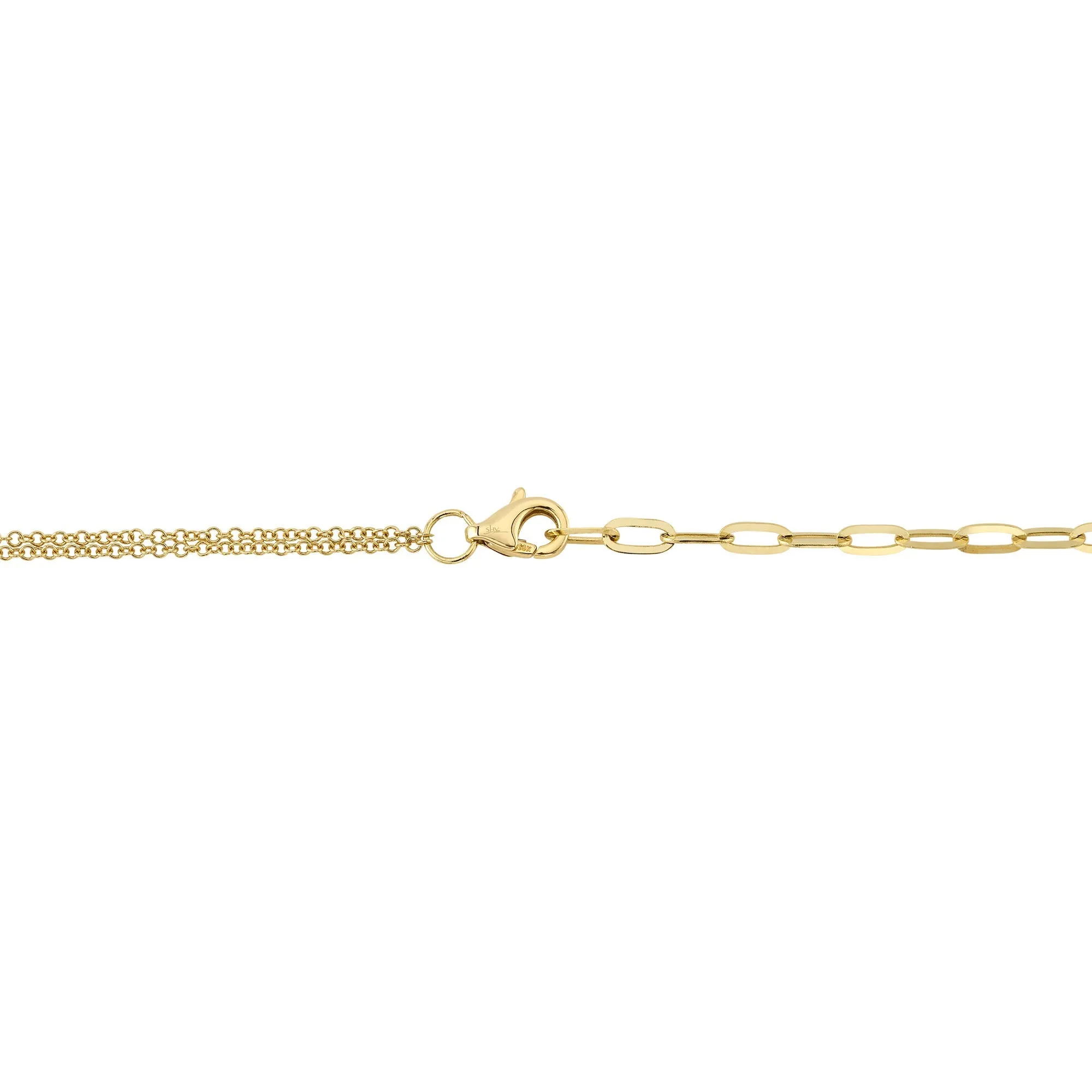 0.13CT DIAMOND & 0.41CT MOTHER OF PEARL HEART PAPER CLIP LINK NECKLACE