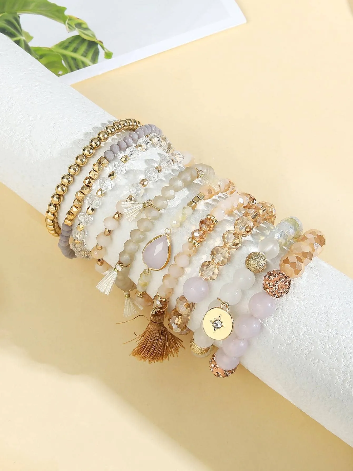 10 Piece set Tassel Charm Beaded Bracelet