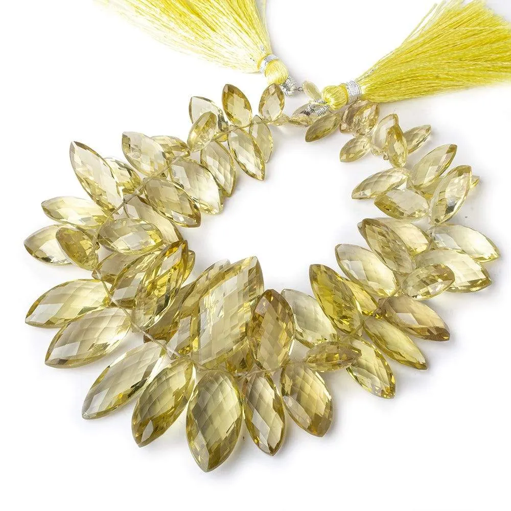10x5-28x13mm Lemon Quartz top drilled Faceted Marquise beads 9 inch 62 pieces AAA