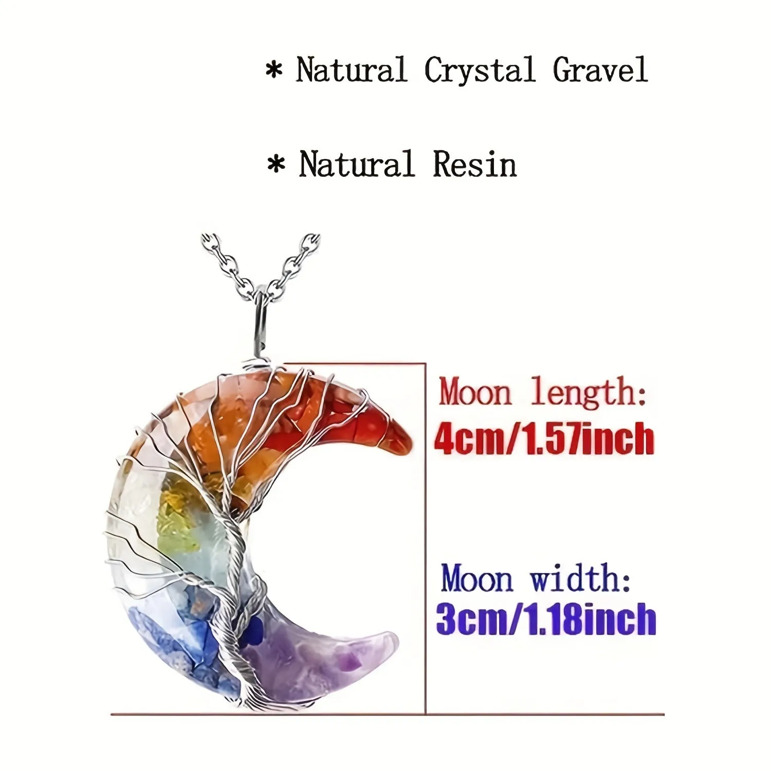 1/2pcs 7 Chakra Necklace Tree Life Wire Wrapped Crescent Moon Phase Stone Pendant Necklaces Natural Resin Reiki Spiritual Quartz Gemstone Hippie Witch Jewelry Gifts For Women