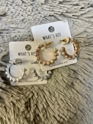 1.2" Pearl Studded Hoops