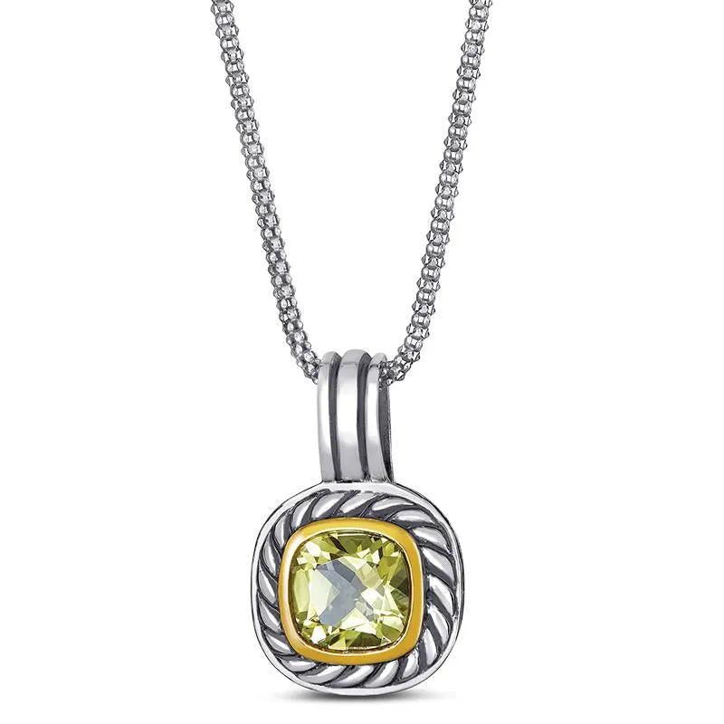 14K and 925 Sterling Sliver Pendant with Lemon Quartz (141P107972QL)