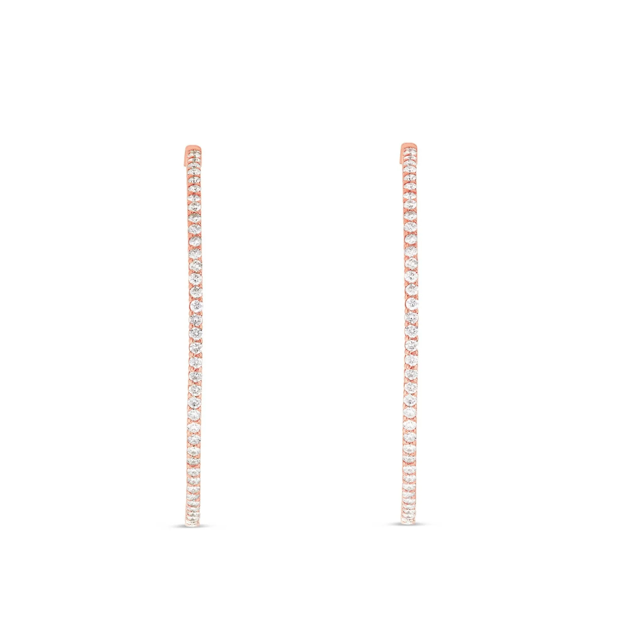 14k Gold 3.52ct Diamond Inside-out Hoop Earrings, 2"