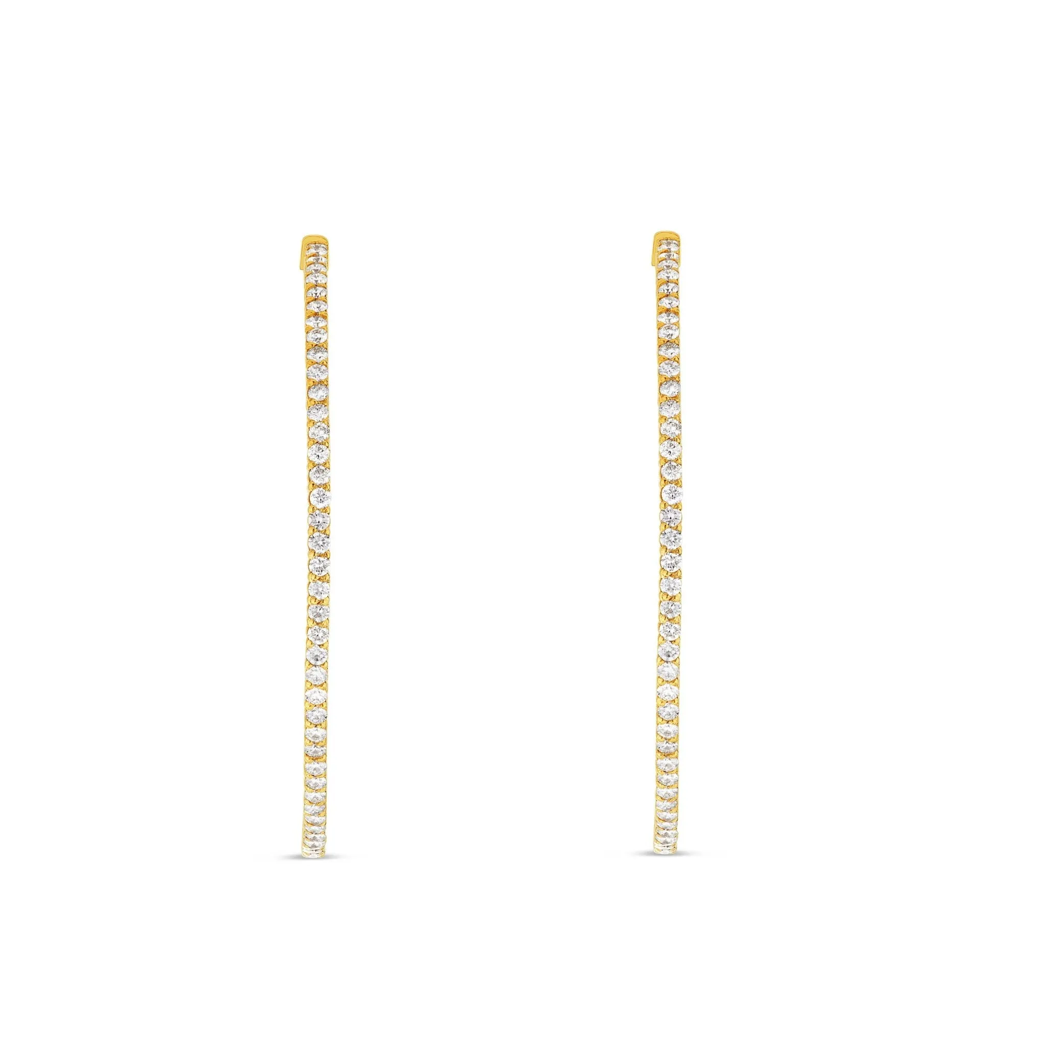 14k Gold 3.52ct Diamond Inside-out Hoop Earrings, 2"