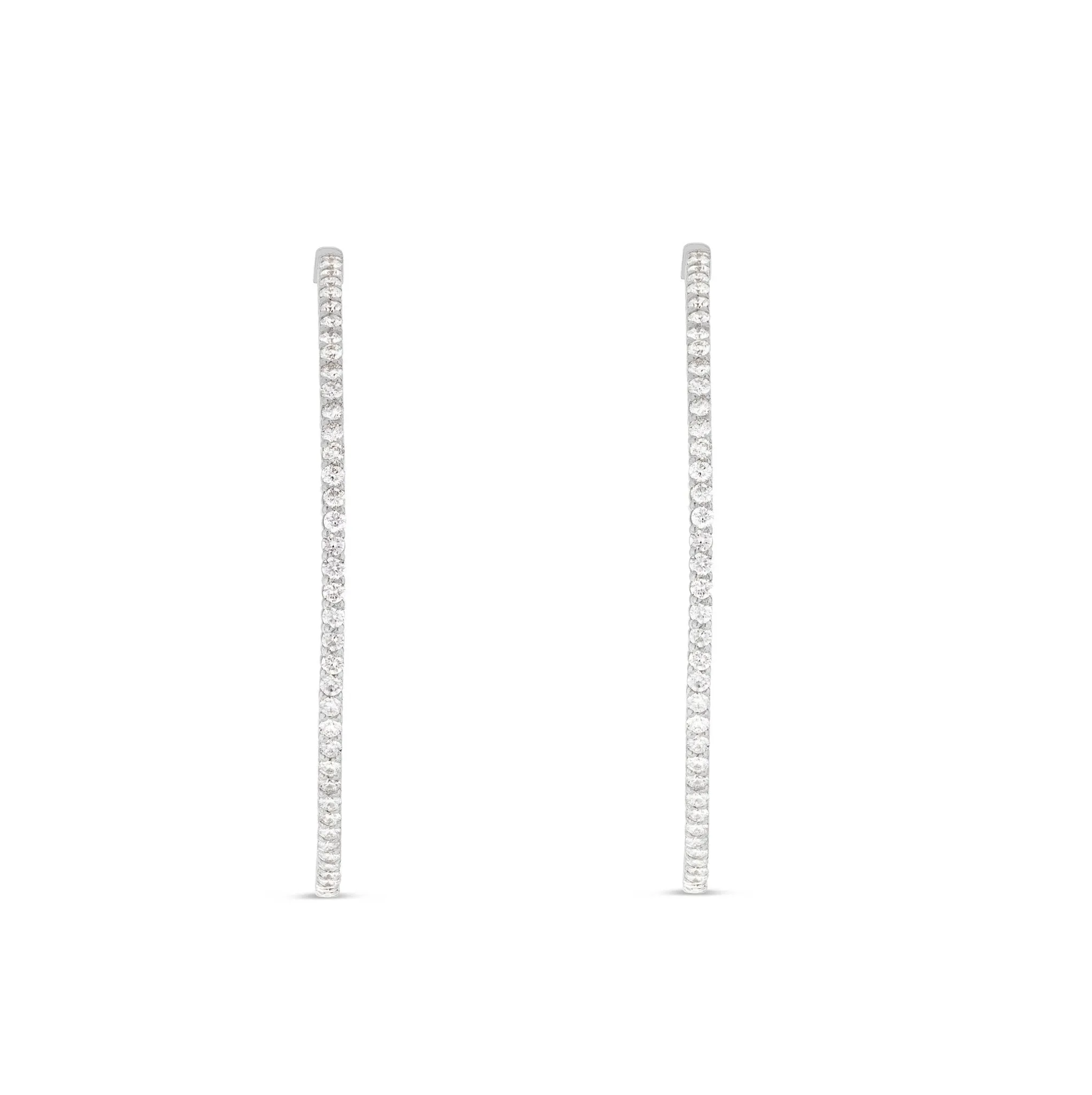 14k Gold 3.52ct Diamond Inside-out Hoop Earrings, 2"