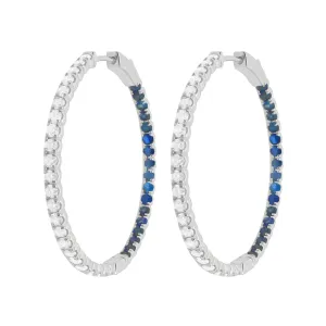 14K GOLD DIAMOND AND SAPPHIRE MEDIUM AMELIA HOOPS