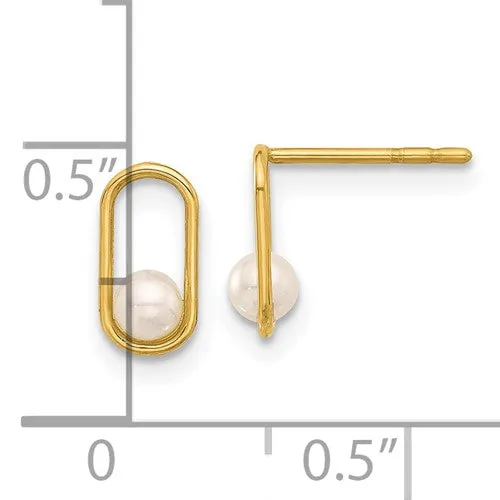 14K Gold Tiny Freshwater Cultured Pearl Post Earrings