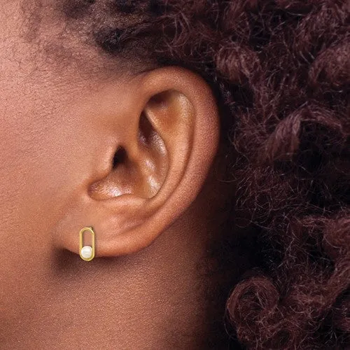 14K Gold Tiny Freshwater Cultured Pearl Post Earrings