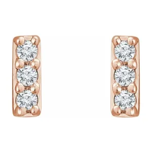 14K Rose .05 CTW Lab-Grown Diamond Bar Earrings