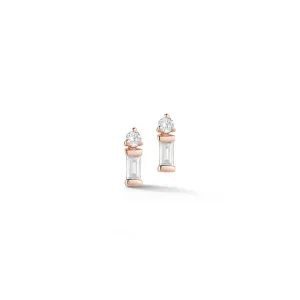 14K Rose Gold Mini Baquette Diamond Earrings