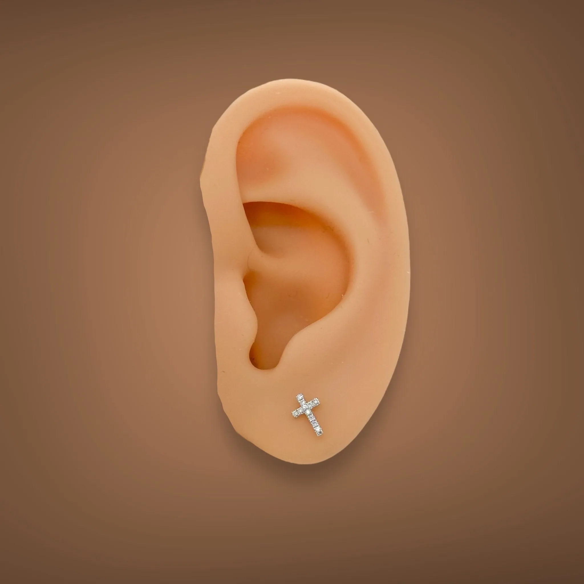 14K W Gold 0.05ctw H/SI2 Diamond Cross Earrings
