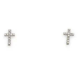 14K W Gold 0.05ctw H/SI2 Diamond Cross Earrings