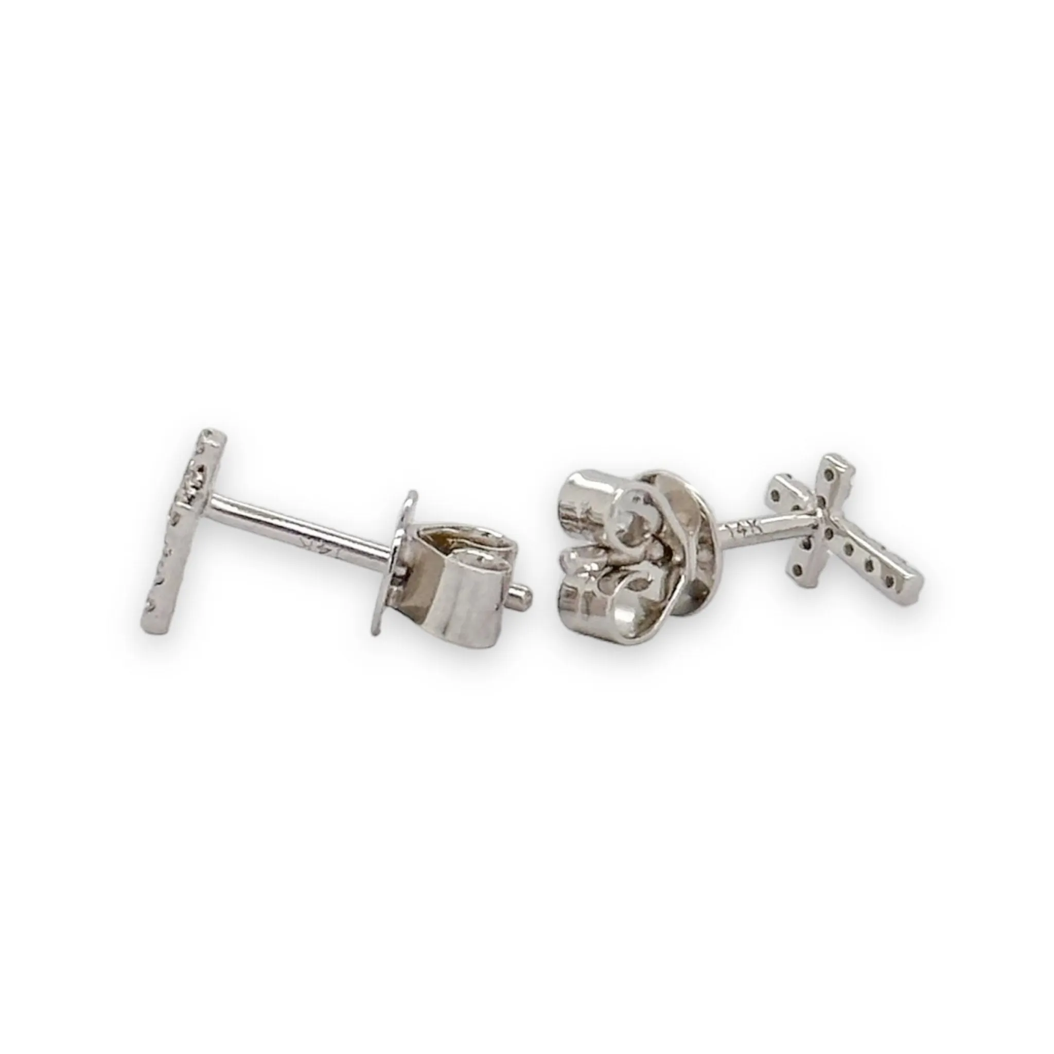 14K W Gold 0.05ctw H/SI2 Diamond Cross Earrings