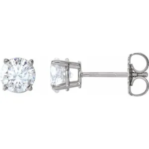 14K White 5mm :: 1 CTW Natural Diamond Stud Earrings
