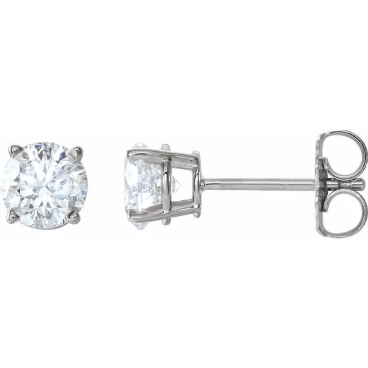 14K White 5mm :: 1 CTW Natural Diamond Stud Earrings