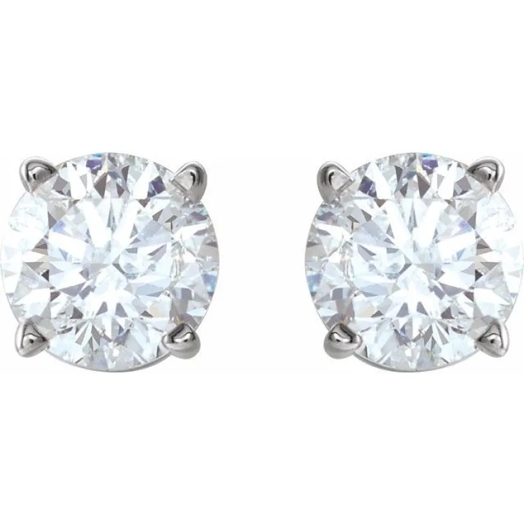 14K White 5mm :: 1 CTW Natural Diamond Stud Earrings