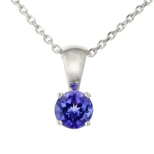 14K White Gold Tanzanite Pendant Necklace