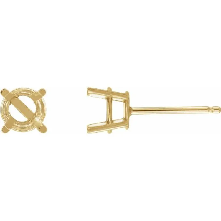 14K Yellow 4 mm Natural Blue Zircon Stud Earrings
