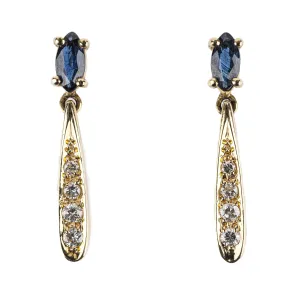 14K Yellow Gold Sapphire Diamond Drop Earrings