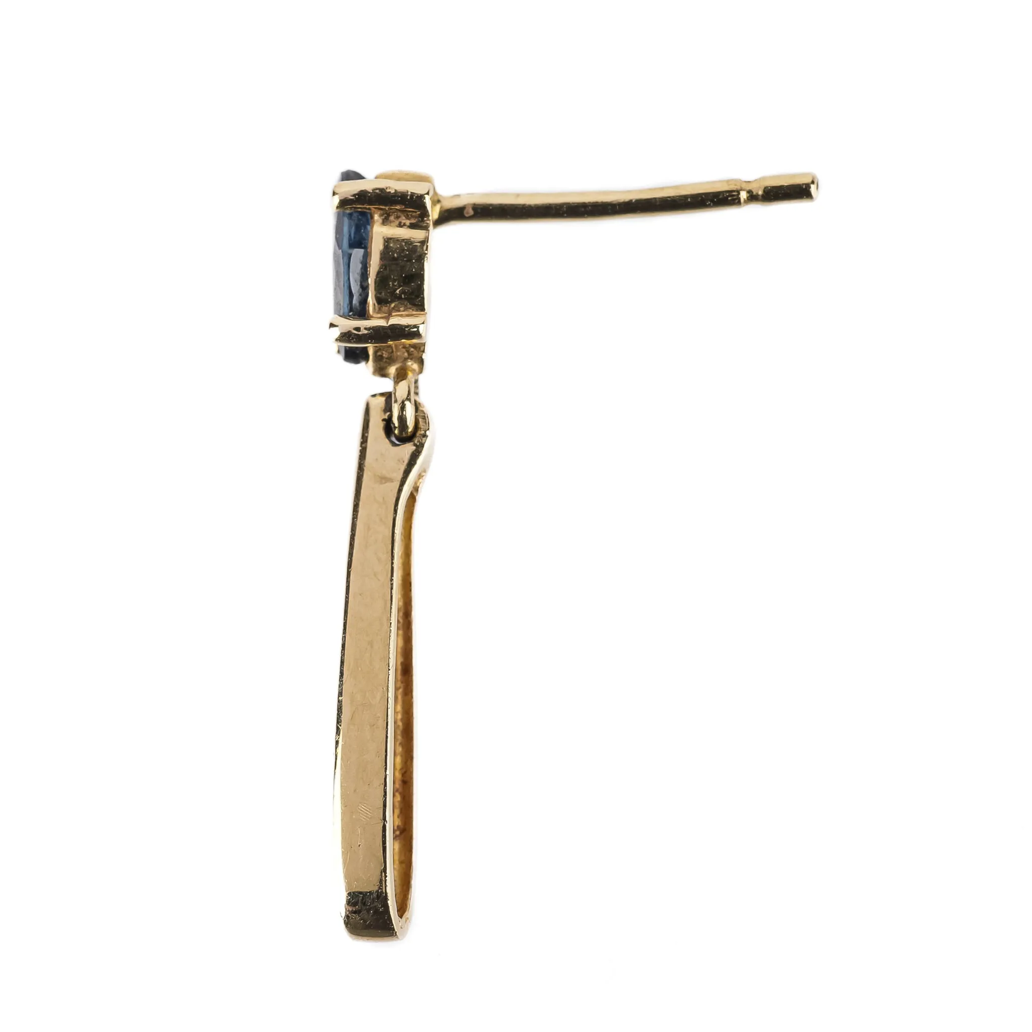 14K Yellow Gold Sapphire Diamond Drop Earrings