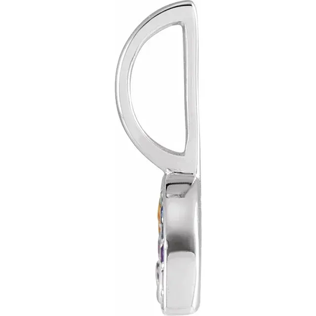 14k Yellow Rose White Gold Multi Color Gemstone Rainbow Pendant Charm