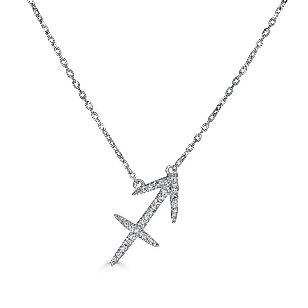 14KT GOLD 0.12 CARAT ROUND DIAMOND SAGITTARIUS NECKLACE- 2 COLORS