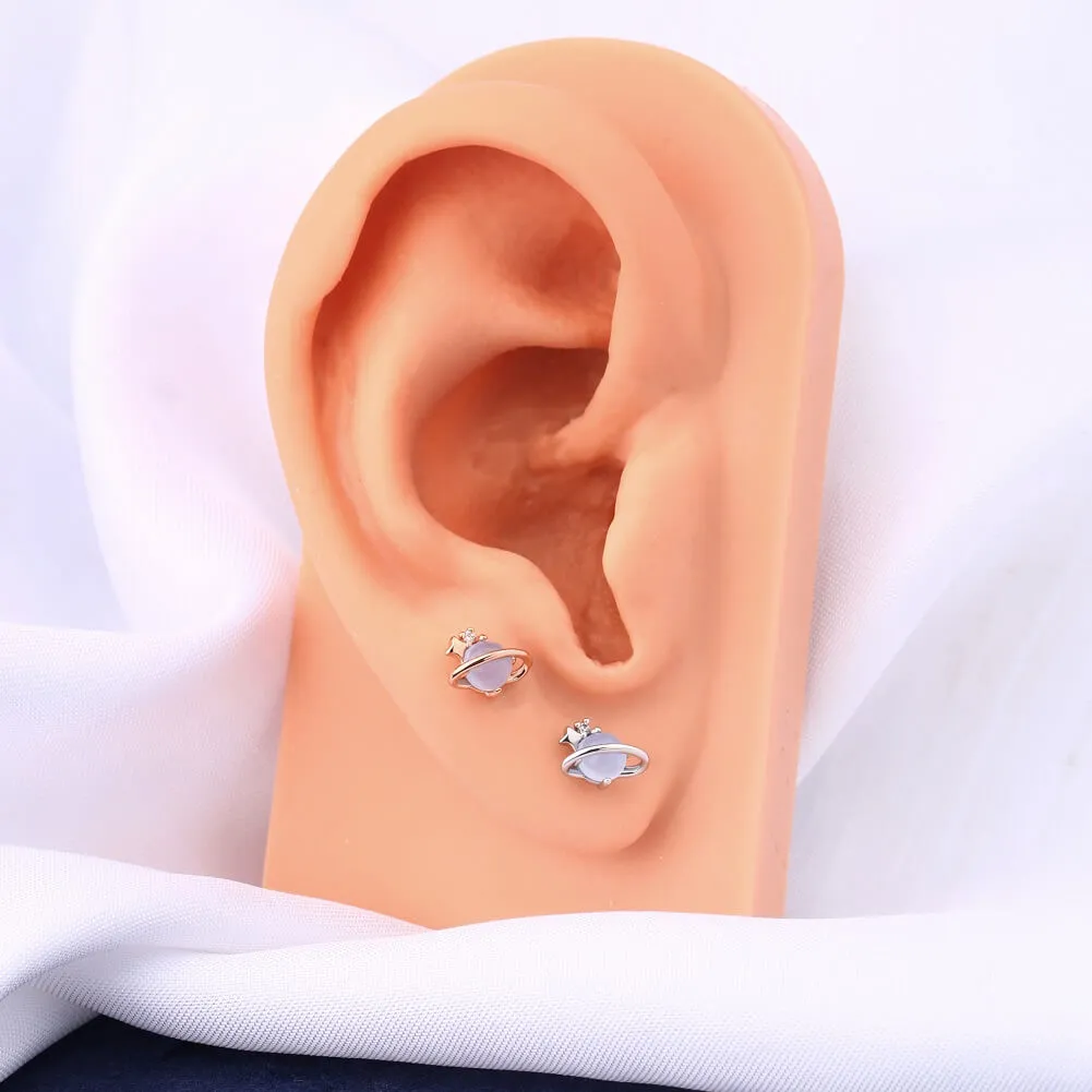 16G Silver and Rose Gold Helix Stud Saturn Tragus Stud