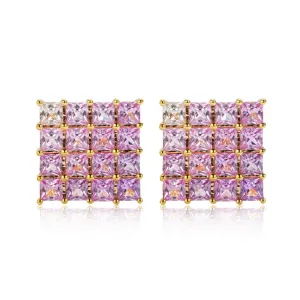 18k Gold Custom Natural Gem Stone Sapphire Oil Painting Earrings