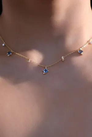 18K Gold Vermeil Multi Blue Gem Necklace