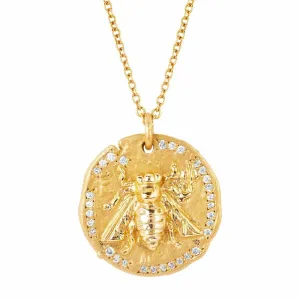 18k Sacred Honey Bee Coin Necklace | Ready to Ship