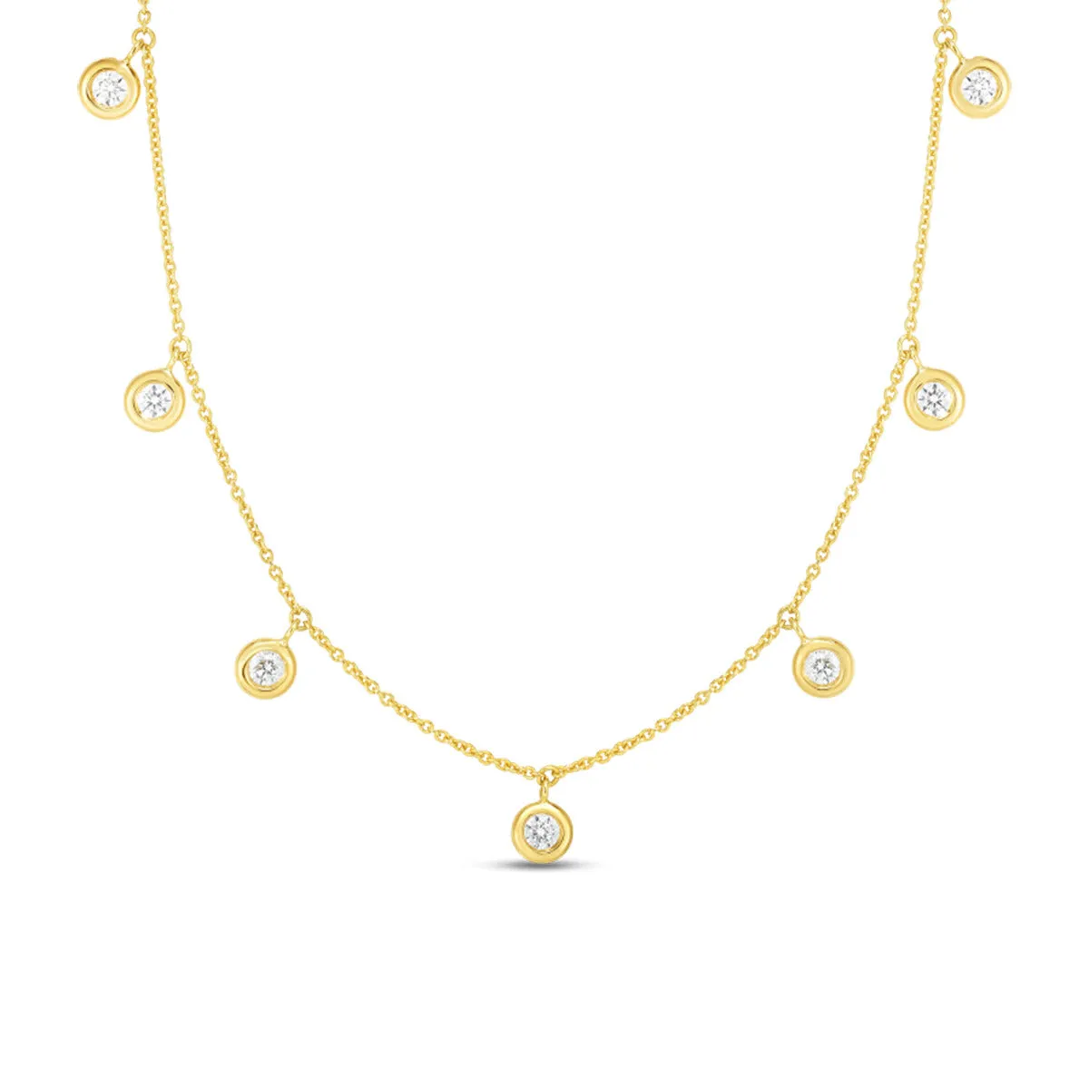 18K Seven Diamond Drop Station Necklace