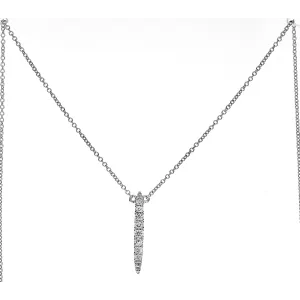 18K White Gold Diamond Drop Pendant Necklace
