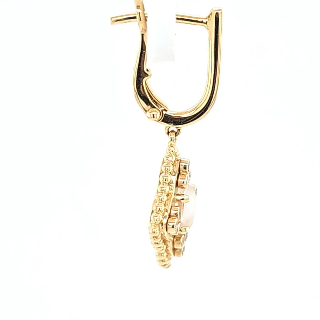 18k Yellow Gold Mother of Pearl & Diamond Drop Earrings (I7906)