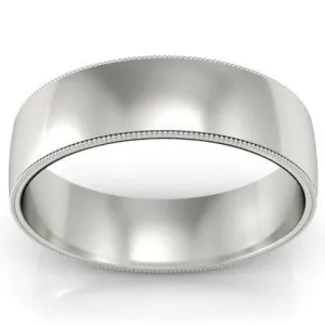 6mm Platinum Wedding Ring Milgrain