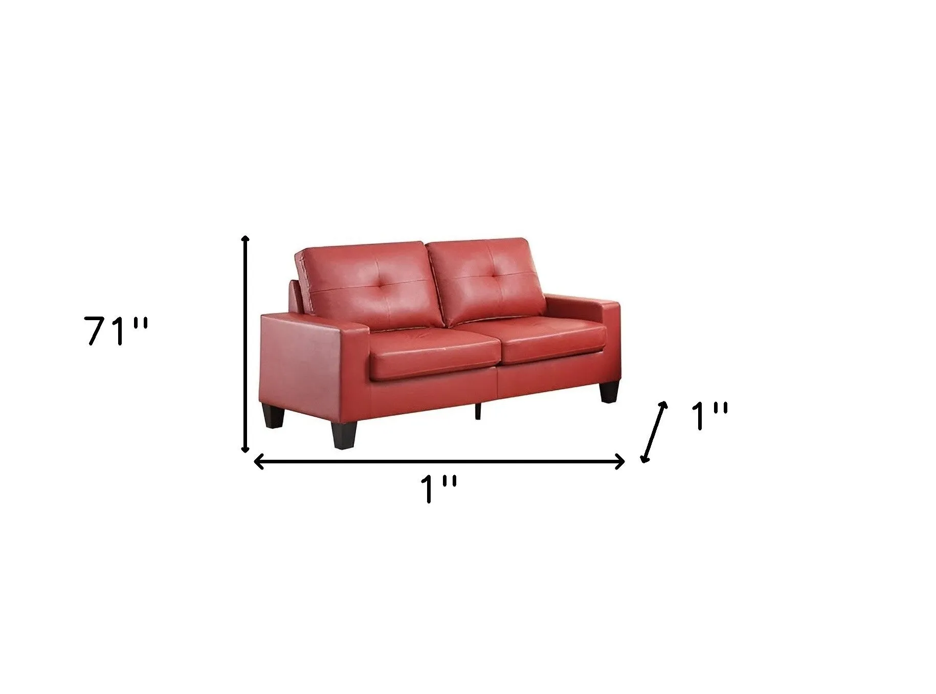 71" Red Pu Platinum  Sofa And Loveseat