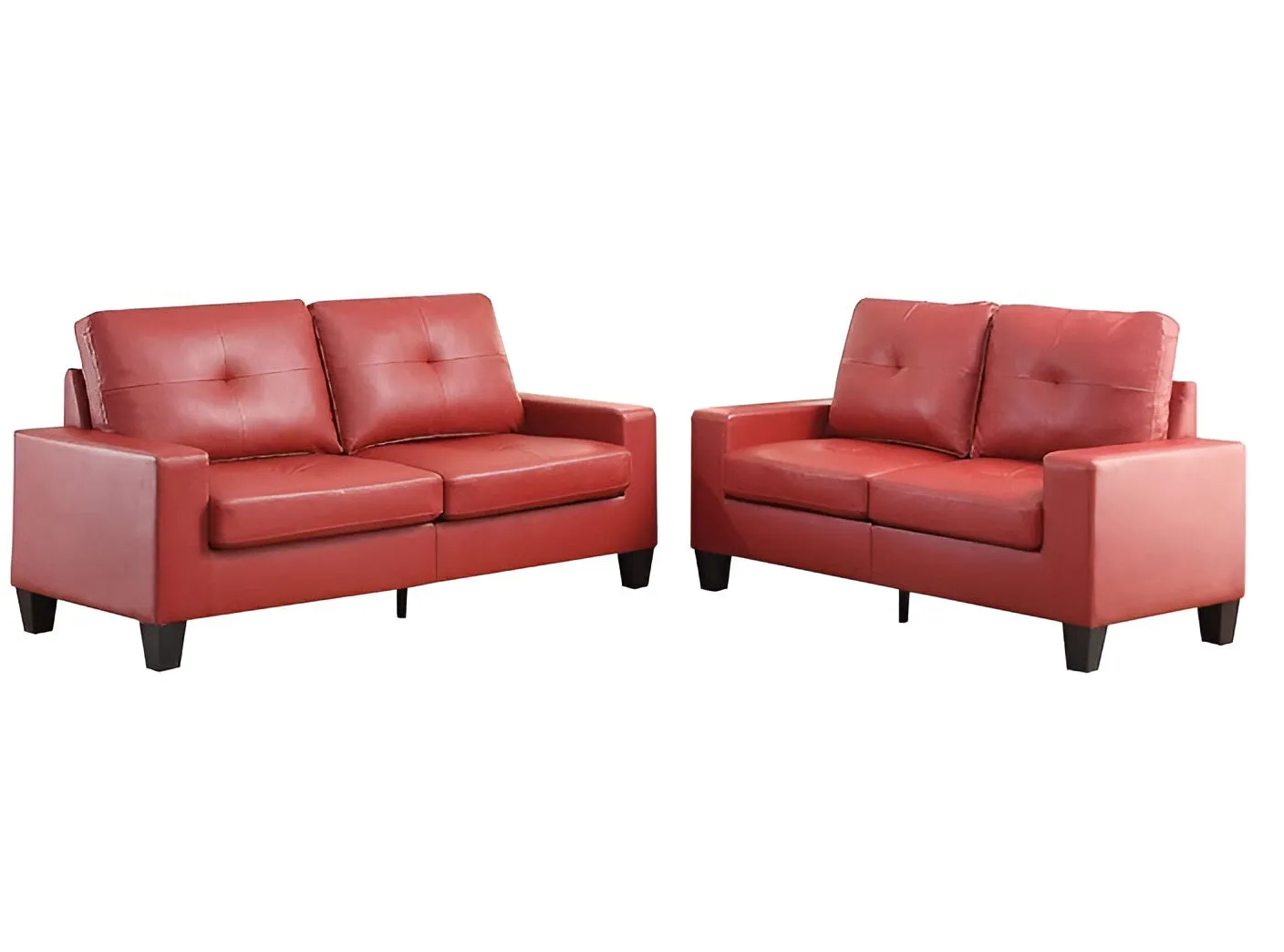 71" Red Pu Platinum  Sofa And Loveseat