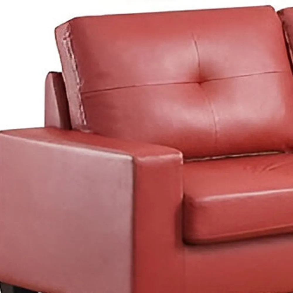 71" Red Pu Platinum  Sofa And Loveseat