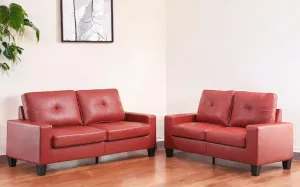 71" Red Pu Platinum  Sofa And Loveseat