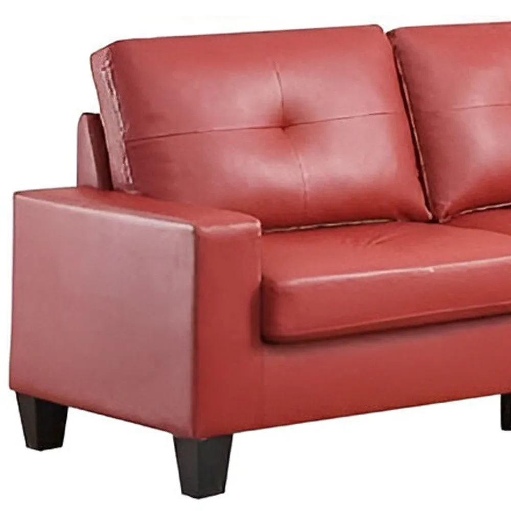 71" Red Pu Platinum  Sofa And Loveseat