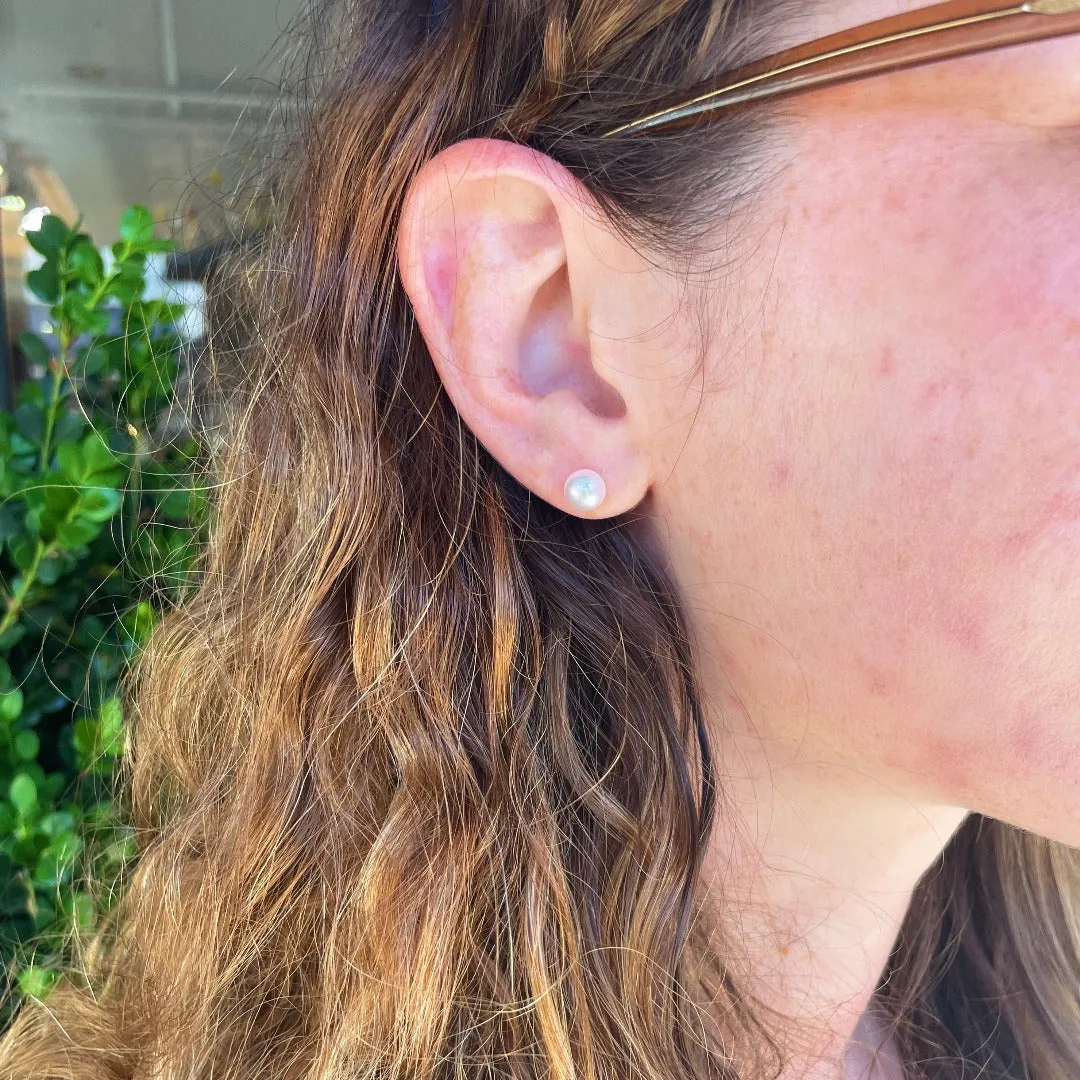 7mm “A” Akoya Pearl 14K Yellow Gold Stud Earrings