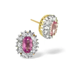 Acotis Diamonds 9K Gold 0.30ct Diamond Pink Sapphire Earrings Z1440