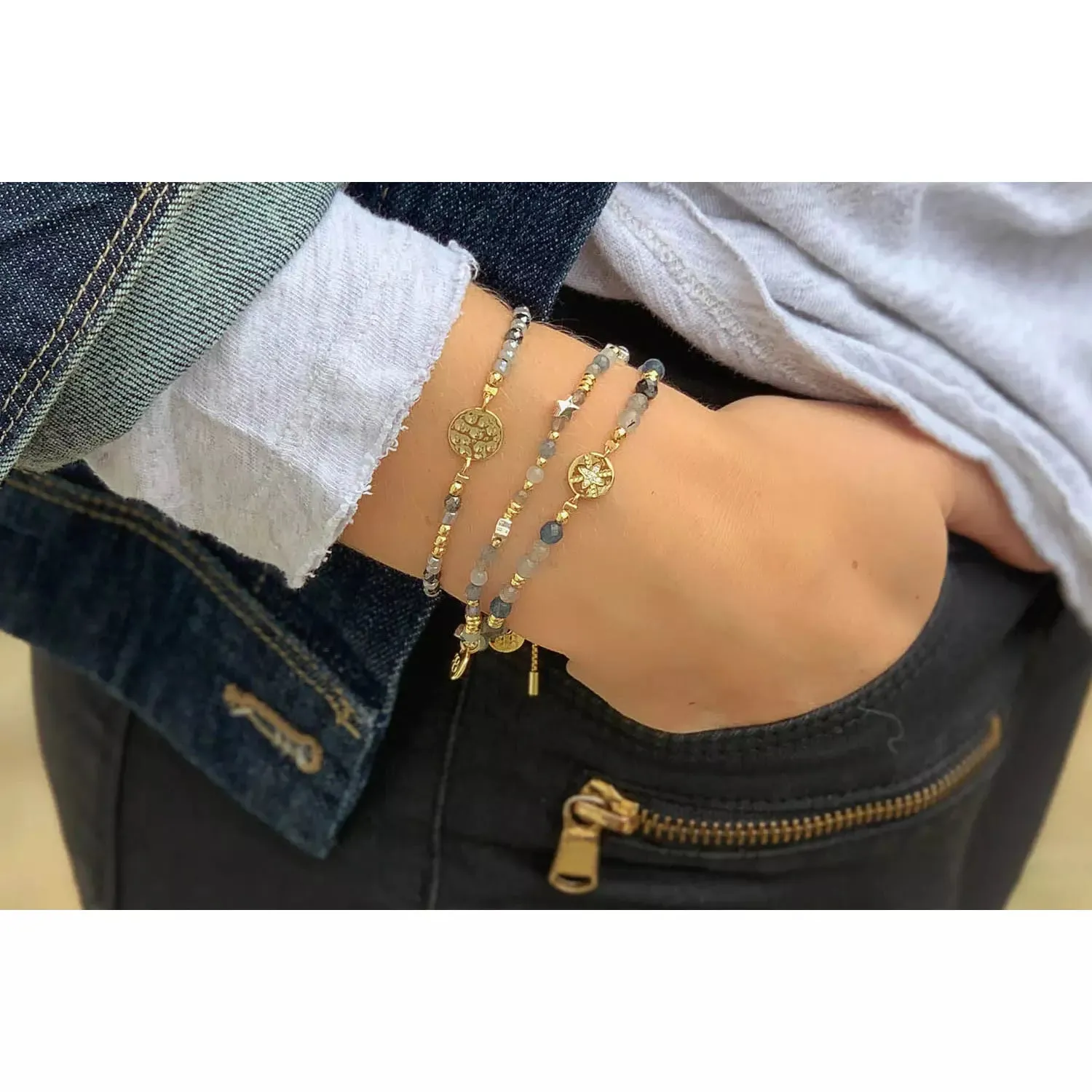 Alcor Gold Stretch Gemstone Bracelet