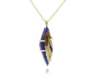Angular Rutilated Quartz Lapis Gold Necklace