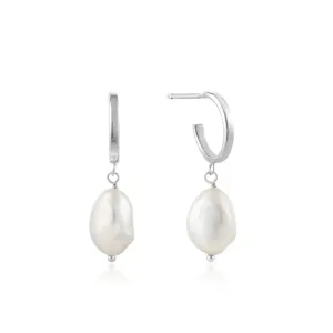 Ania Haie Silver Pearl Of Wisdom Mini Hoop Earrings