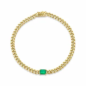 Anita Ko 18K Yellow Gold Emerald Center Cuban Link Bracelet