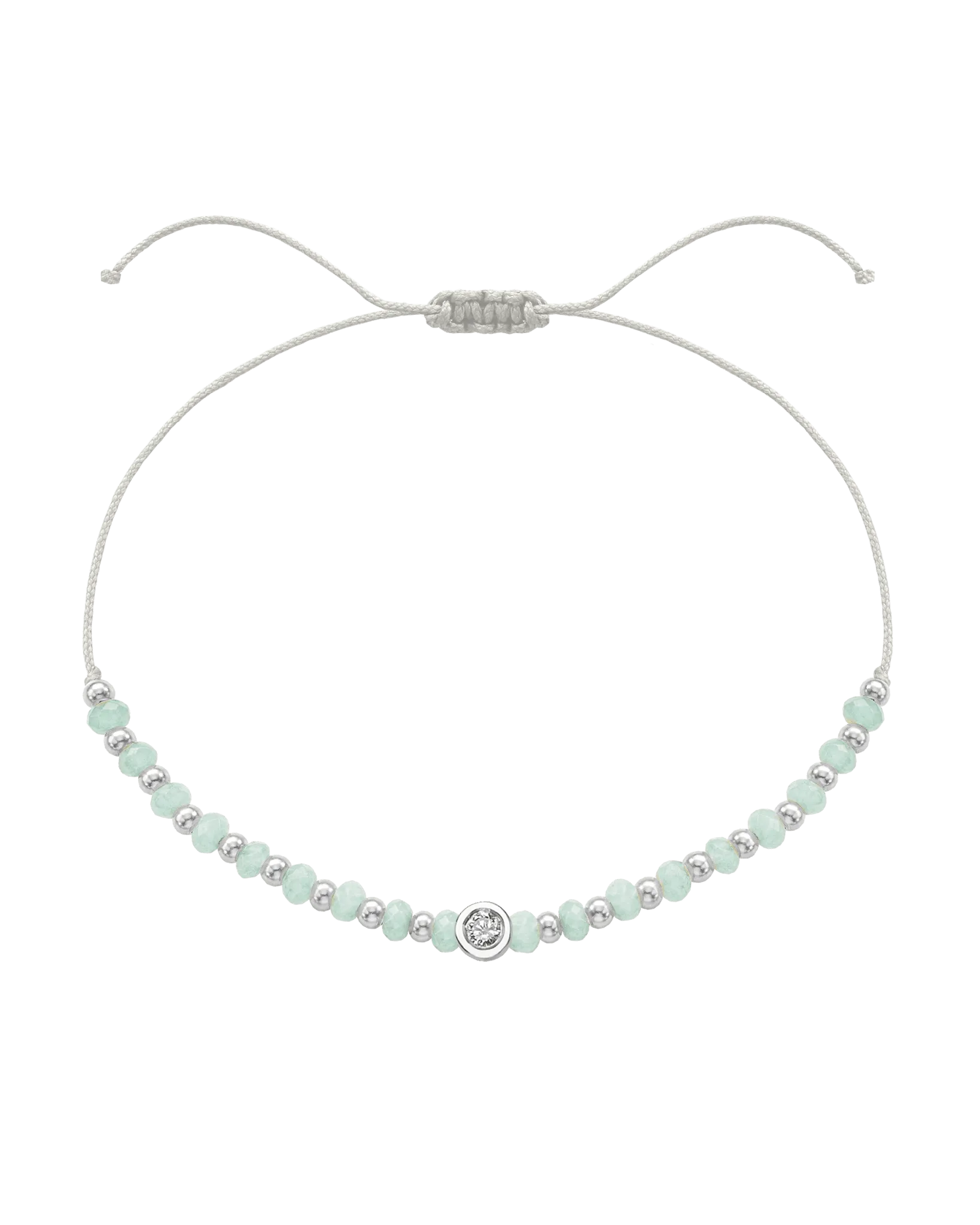 Apatite Gemstone String of Love Bracelet for Inspiration - 14K White Gold