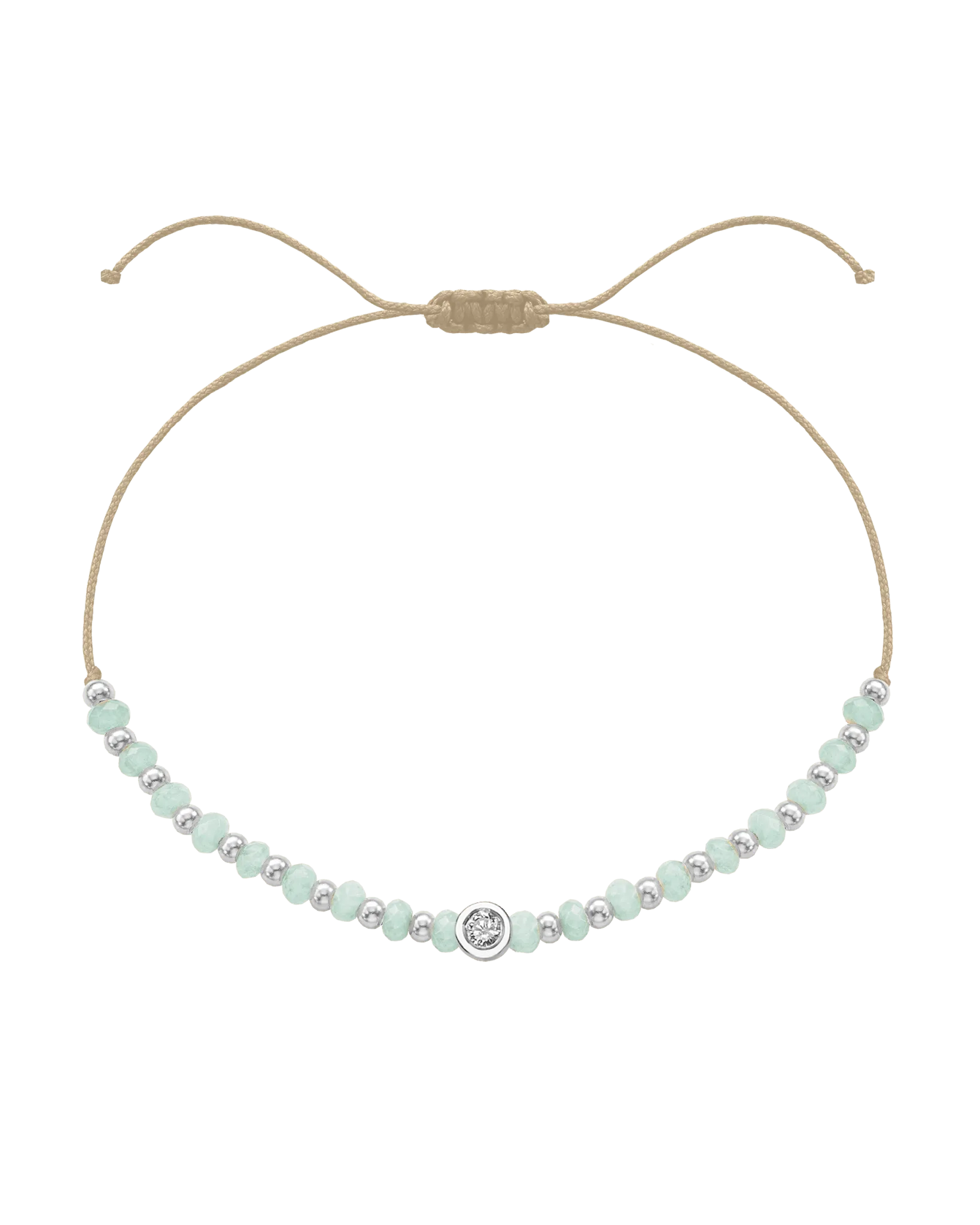 Apatite Gemstone String of Love Bracelet for Inspiration - 14K White Gold