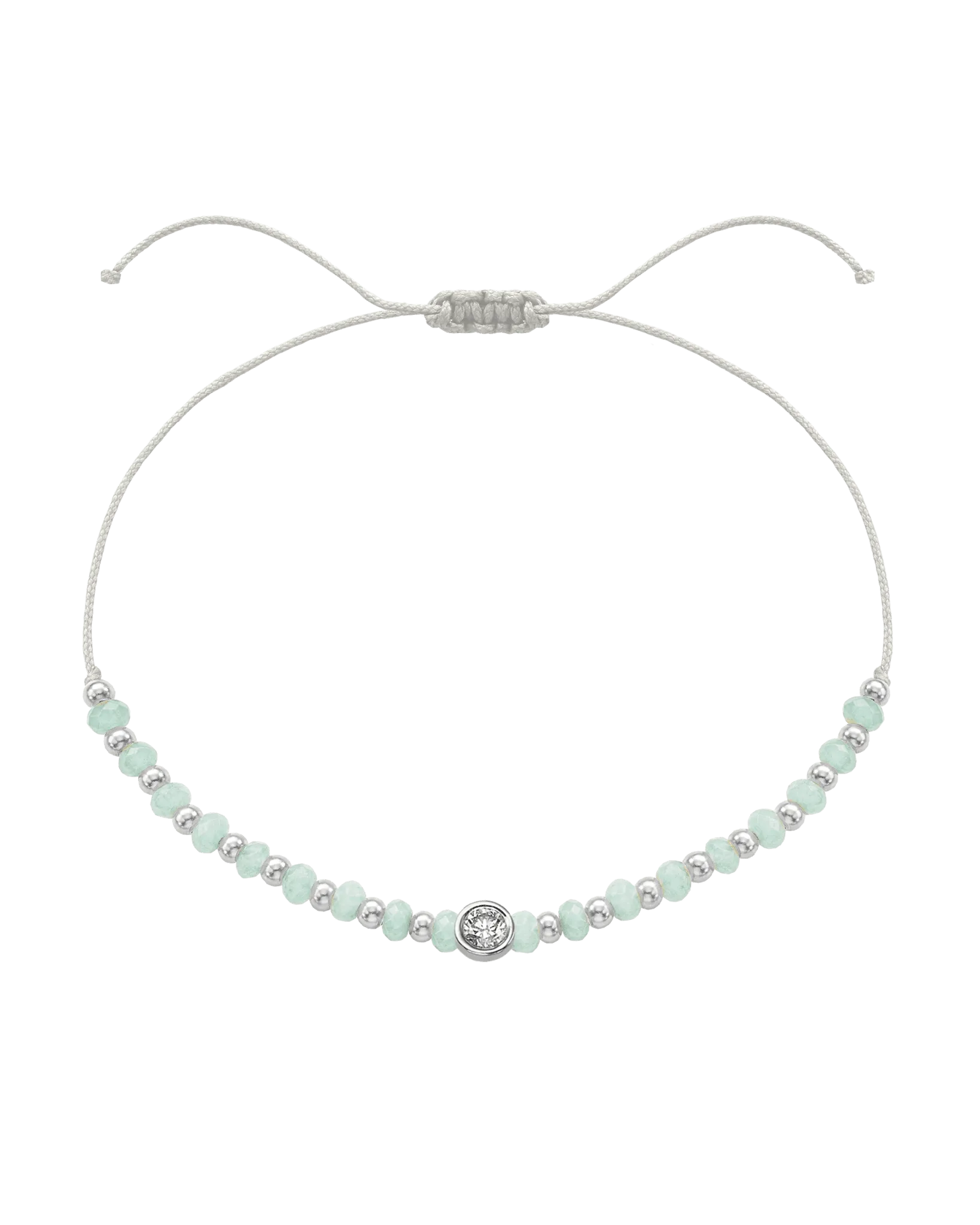 Apatite Gemstone String of Love Bracelet for Inspiration - 14K White Gold
