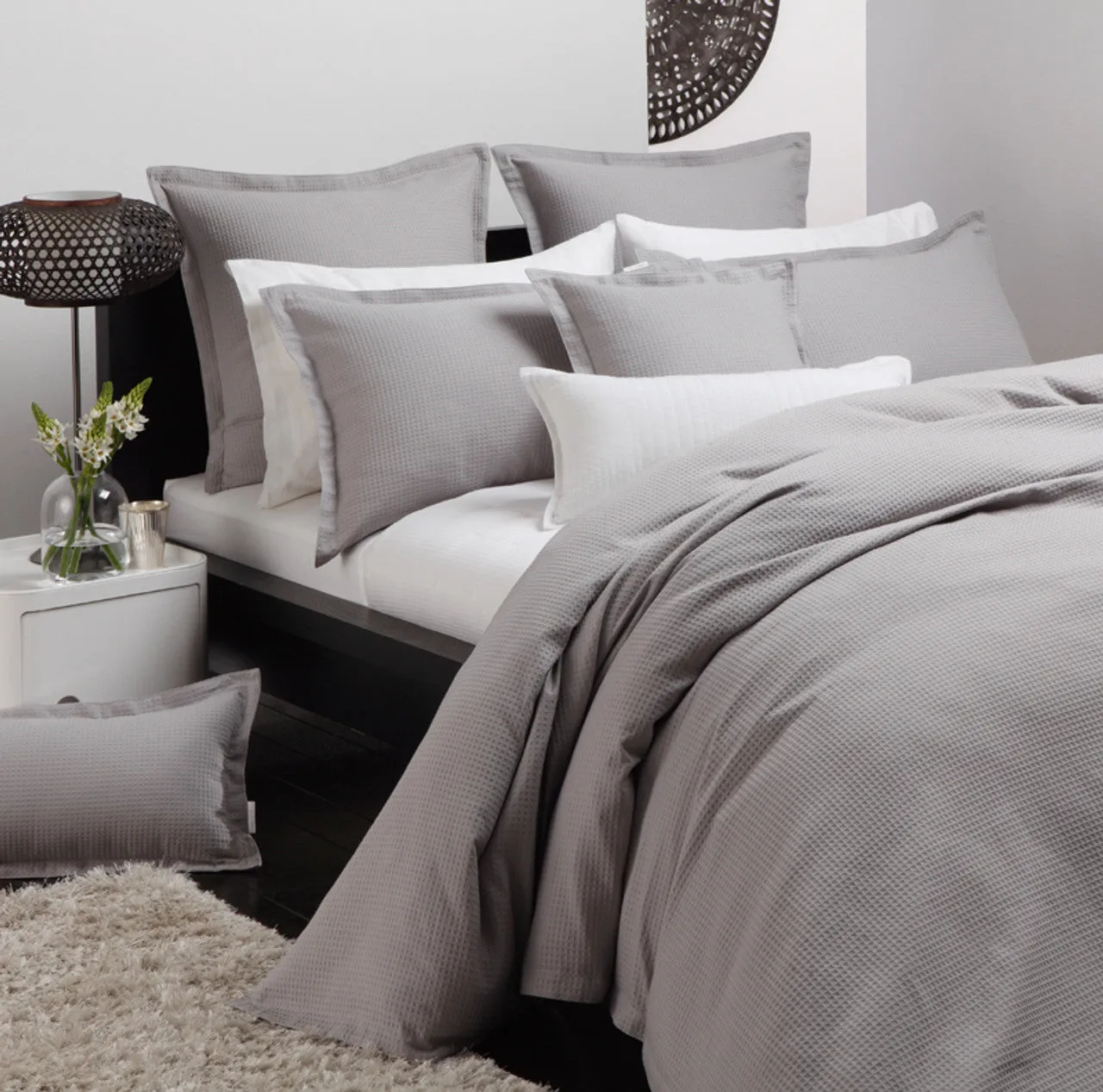 Ascot Pewter 30x60cm Long Filled Cushion by Logan and Mason Platinum