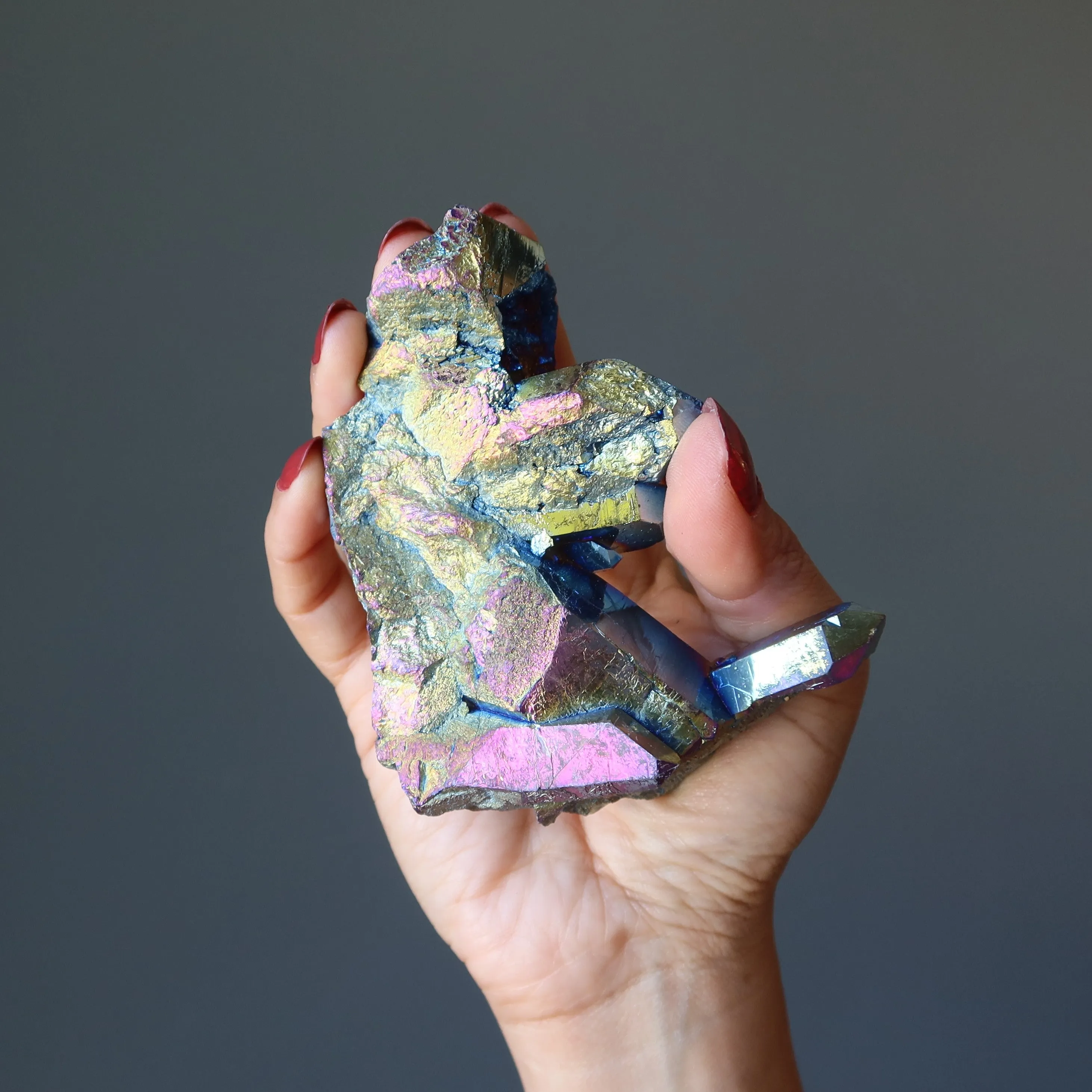 Aura Quartz Cluster Titanium Rainbow Soul Crystal